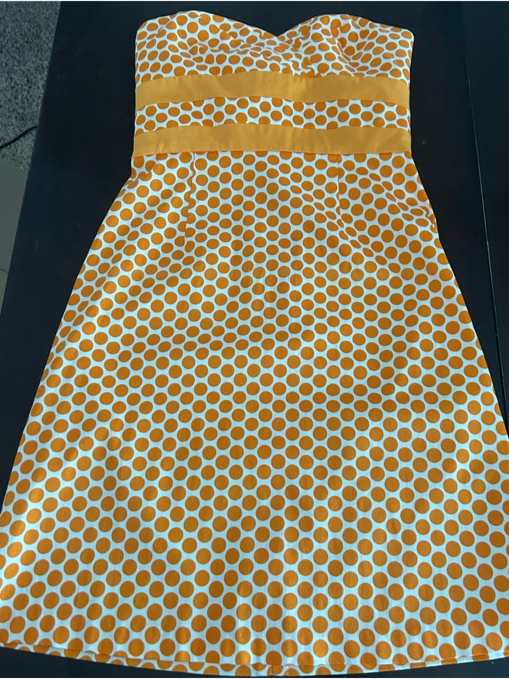 Donna Ricco Orange and White Polka Dot Strapless Dress size 8 🔥